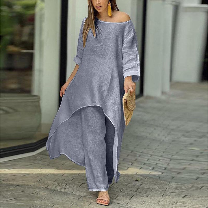 Ladies kaftan léger en deux pièces avec coupe asymétrique Levoire