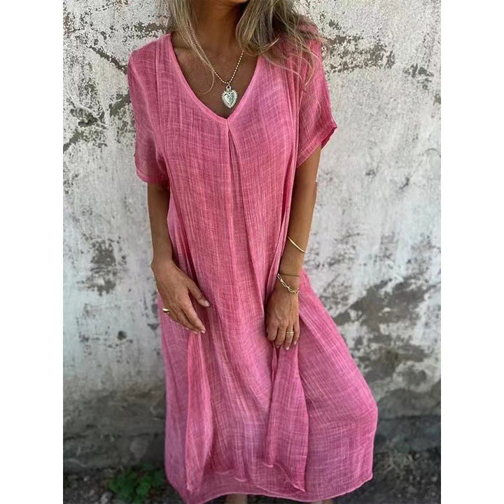 Levoire | Robe midi semi-formelle élégante à décolleté en V Rosa