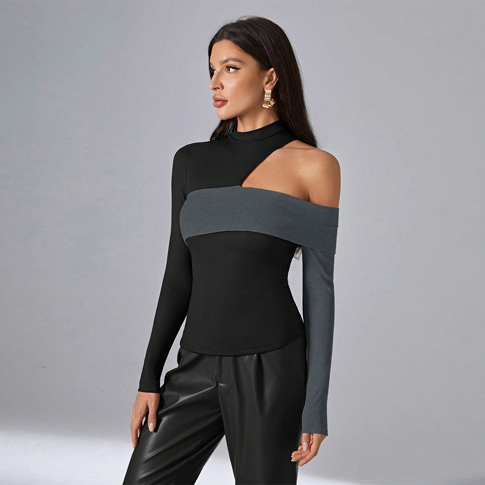 Chemise à manches longues asymétrique pour femmes avec des détails découpés élégants Levoire