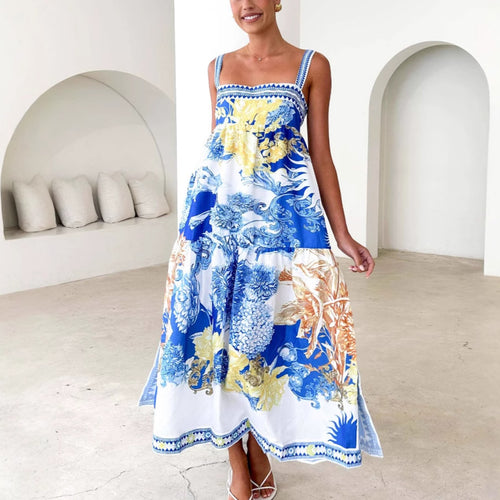 Robe maxi pour femme avec un magnifique design floral et des bretelles étroites Levoire