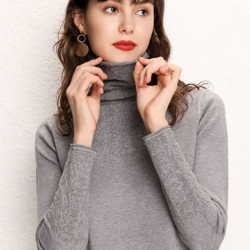 Pull pour femmes à col montant avec un motif texturé fin Levoire