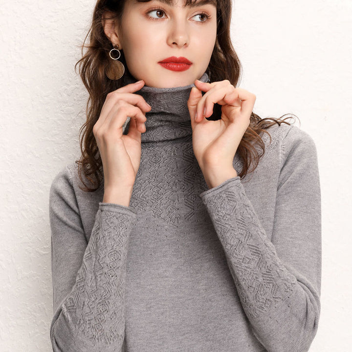 Pull pour femmes à col montant avec un motif texturé fin Levoire