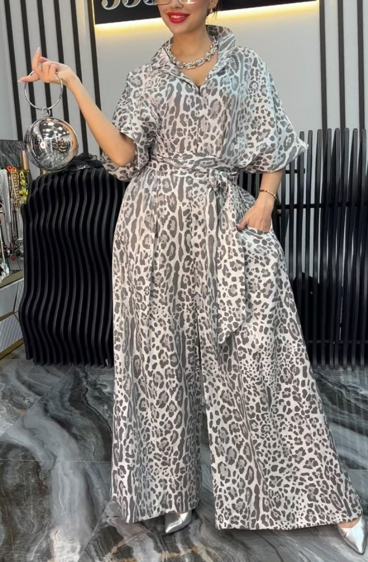 Combinaison élégante pour femmes avec jambes larges et motif floral Levoire