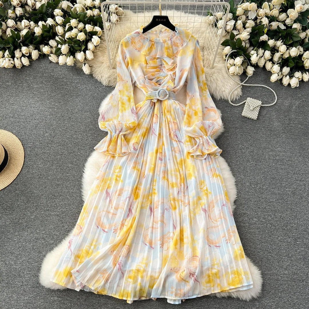 Levoire | Jupe en chiffon plissée Jaune Taille libre