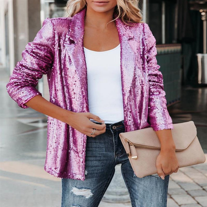 Levoire | Élégamment robe à col en sequins Hellpurppura