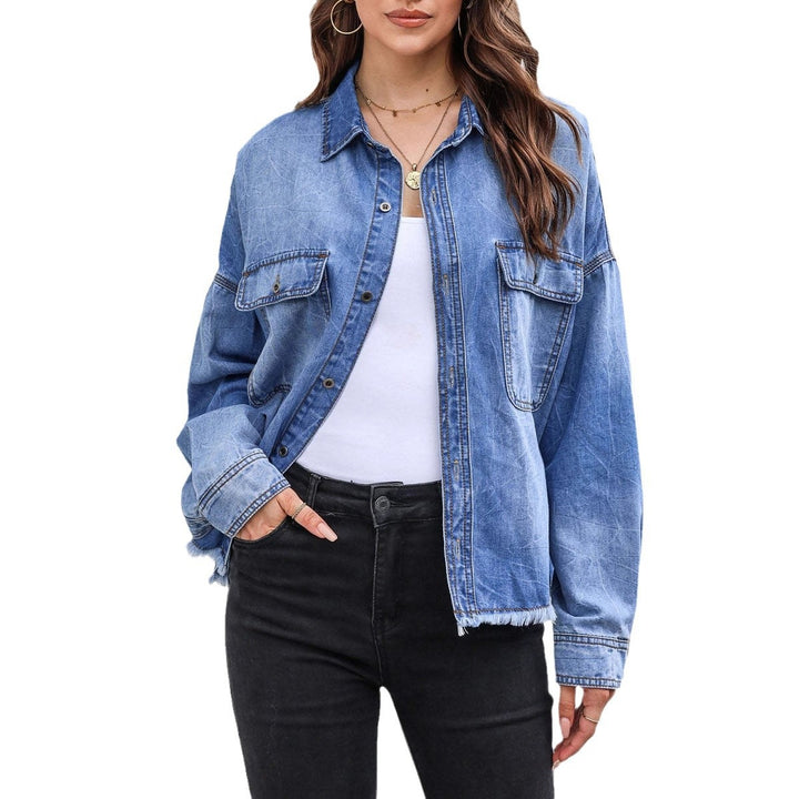 Veste en jean pour femmes dans un style décontracté oversize avec des détails frangés Levoire
