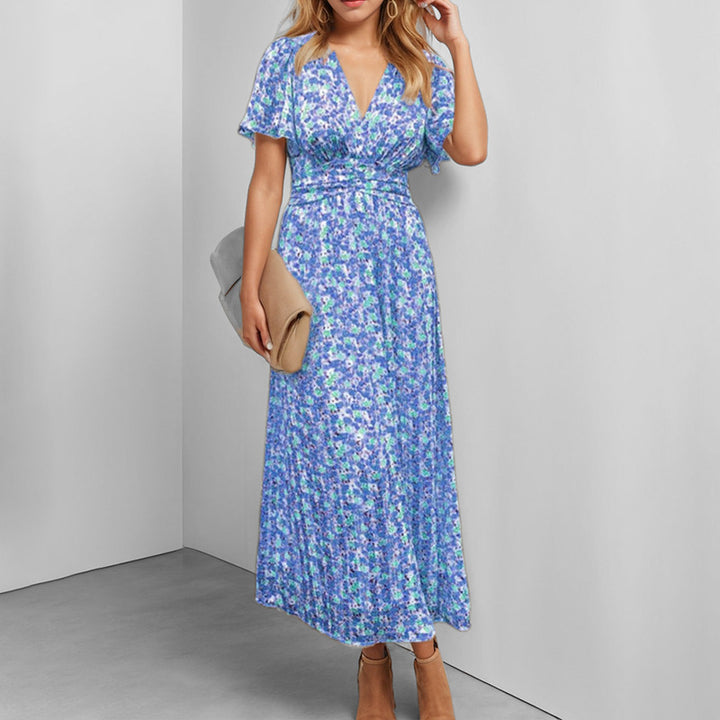 Robe maxi fluide pour femme avec design floral et décolleté en V Levoire