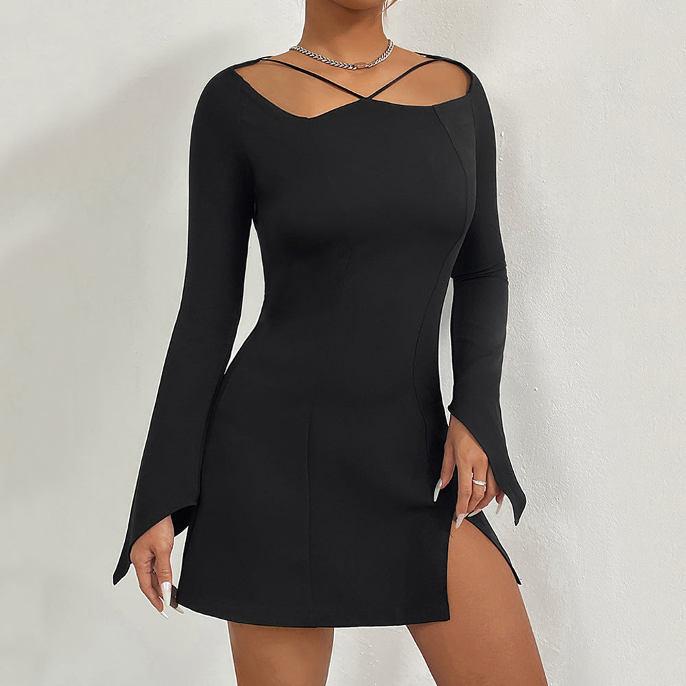 Levoire | Trendy Hollow-Out T-shirt en Coton Mini Jupe noir