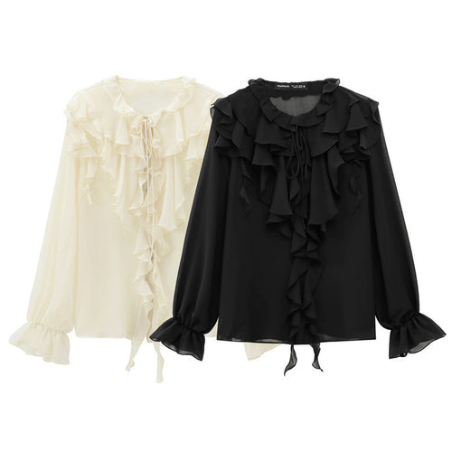Levoire | Bow-shirt Bow Lagen Longue chemise Top
