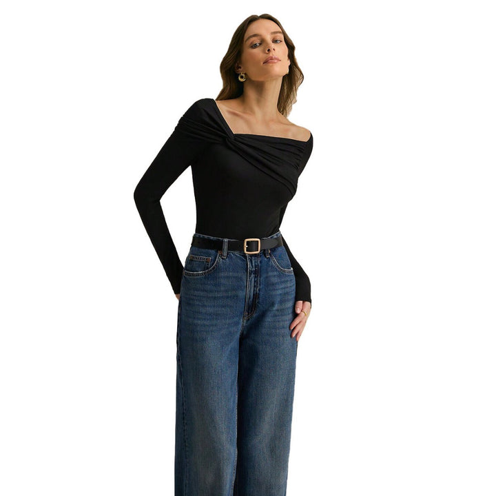 Chemise à manches longues pour femme avec design drapé asymétrique Levoire