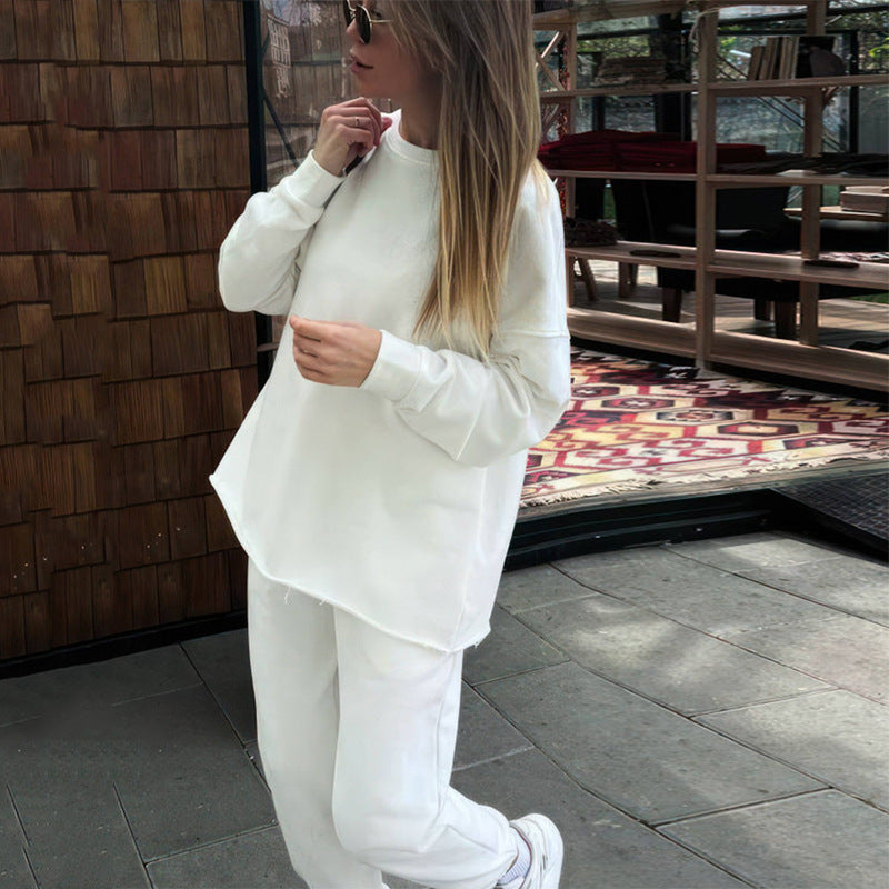 Levoire | Ensemble de Pantalon Élastique à la Mode en Deux Pièces Blanc