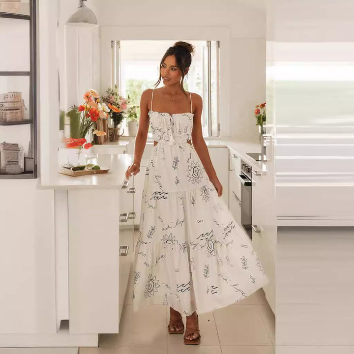 Robe maxi pour femmes avec bretelles réglables et corsage élastique Levoire