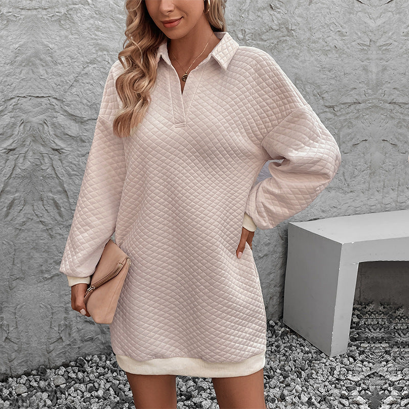 Robe pull femme avec col montant et motif gaufré réchauffant Levoire