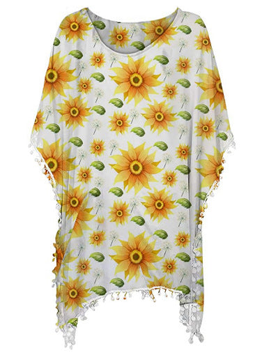 Tunique de plage pour femmes avec design floral et style poncho Levoire
