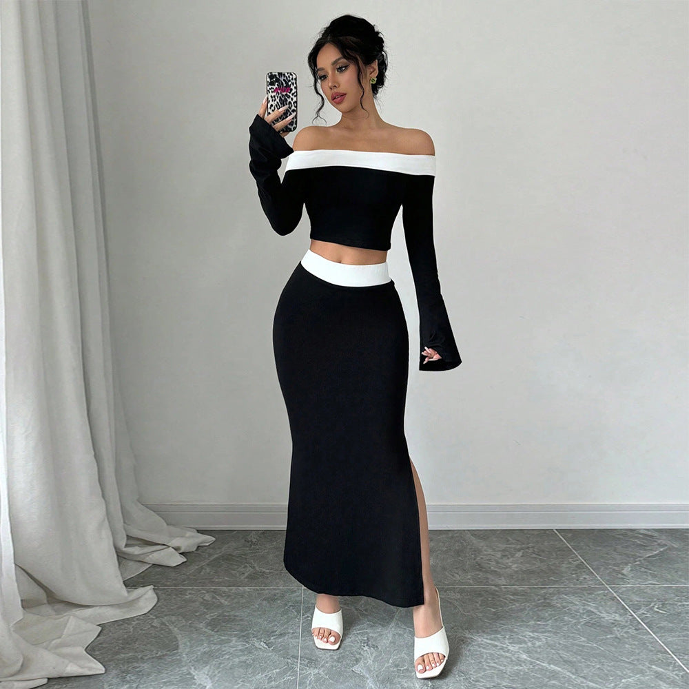 Ensemble de haut court et de jupe maxi pour femmes avec design décolleté Levoire