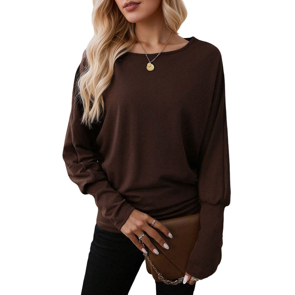 Chemise féminine surdimensionnée à manches longues avec un élégant col rond et un design décontracté Levoire