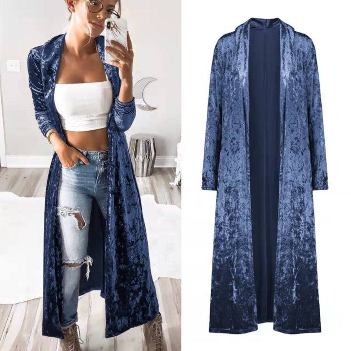 Cardigan en velours élégant pour femmes avec ouverture frontale et coupe décontractée Levoire