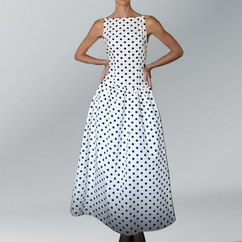Robe Maxi Rétro Femme à Pois et Jupe Volumineuse Levoire