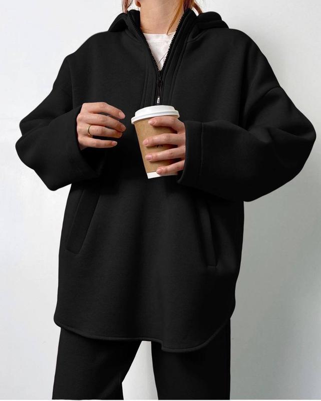 Levoire | Sweat à capuche relaxant central - ensemble deux pièces noir