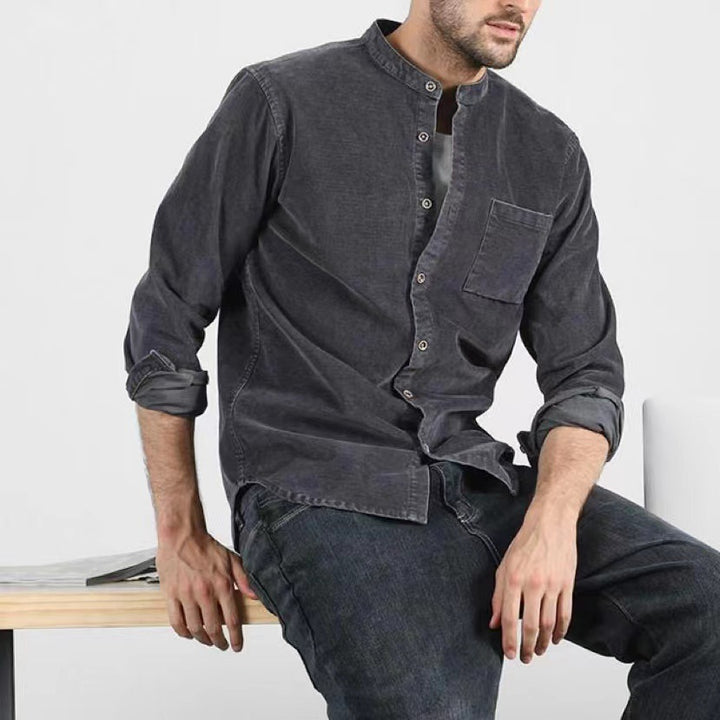 Veste chemise en corduroy pour femmes avec col montant moderne et poche poitrine pratique Levoire