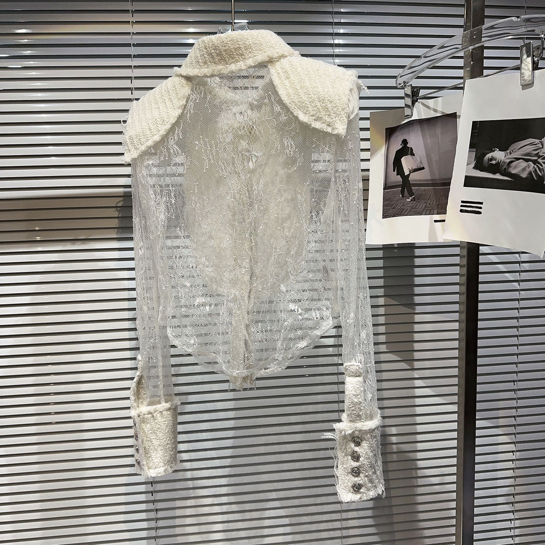 Levoire | Chemise Socialite Avec Détails En Dentelle Pour Une Tenue Élégante