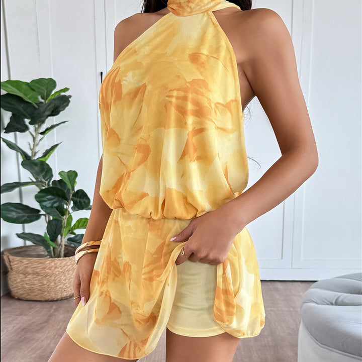 Robe de plage femme avec une coupe col montant et un ourlet à volants espiègle Levoire