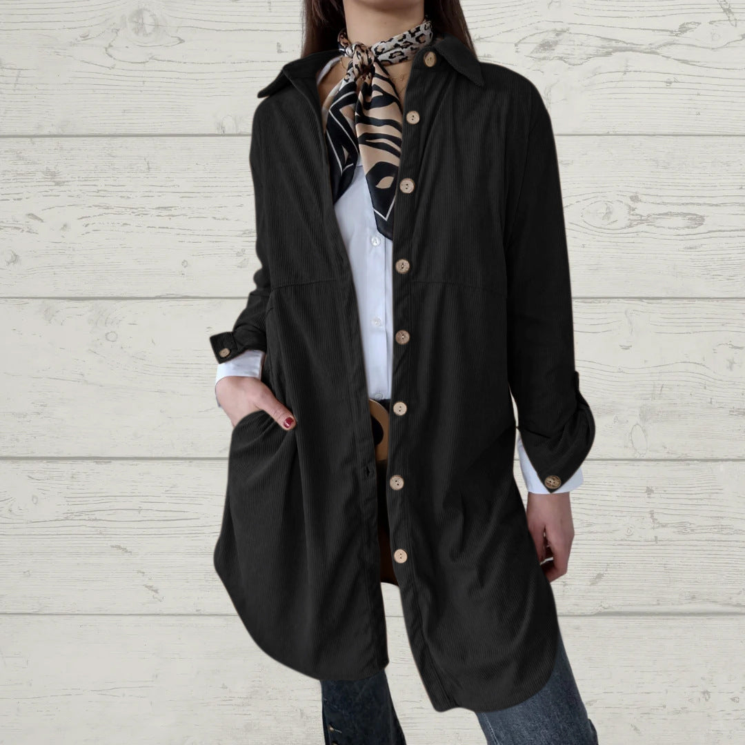 Chemise veste à manches longues pour femmes avec design en cordon texturé et poches pratiques Levoire
