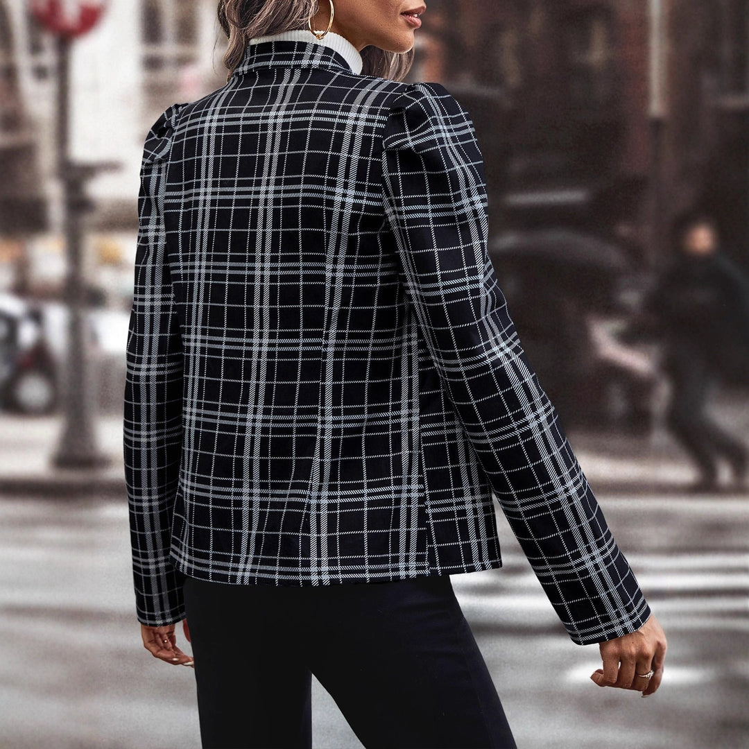 Veste blazer à carreaux pour femmes avec détails de boutons fonctionnels Levoire
