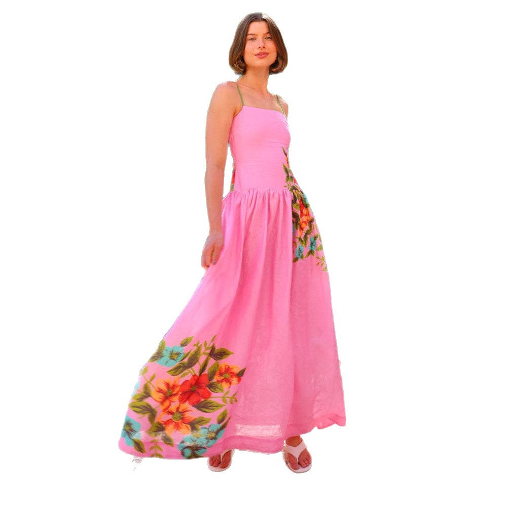 Robe maxi élégante pour femmes avec design floral et peplum Levoire