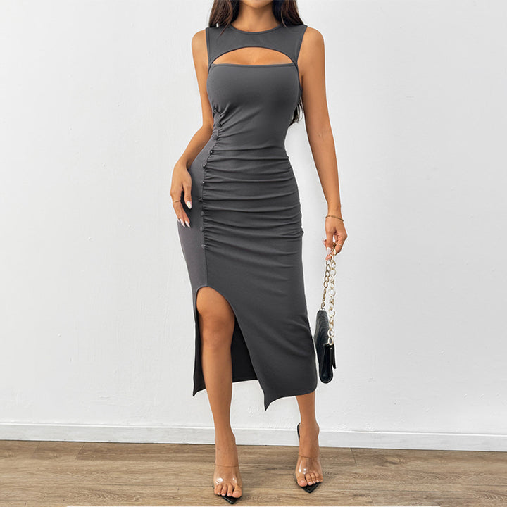 Robe maxi femme avec design découpé et fronces latérales Levoire
