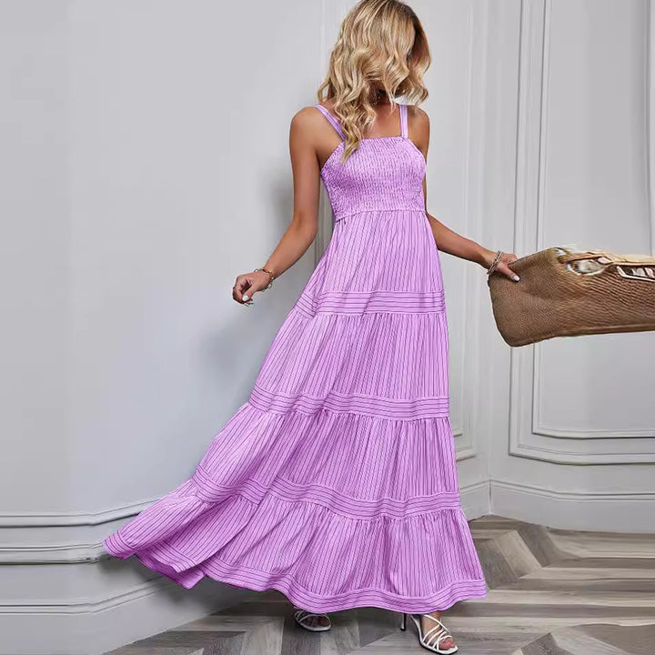 Robe plissée maximaliste pour femmes avec dessus élastique et jupe volumineuse Levoire