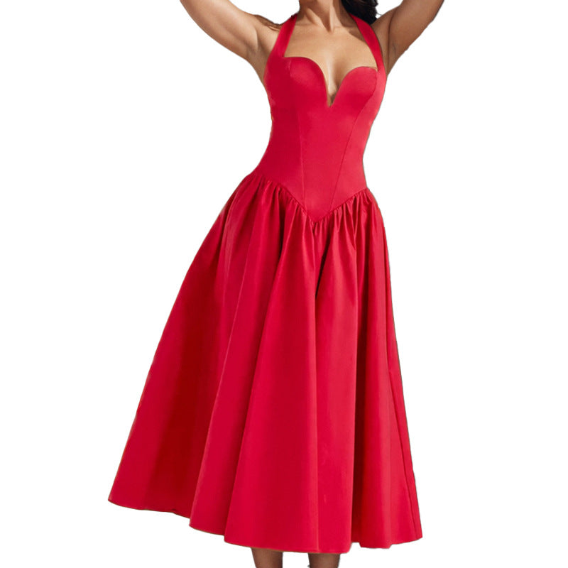 Robe de soirée pour femmes de haute qualité avec décolleté en cœur profond et jupe volumineuse Levoire