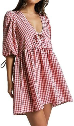 Robe décontractée pour femmes avec un col en V et des manches bouffantes Levoire