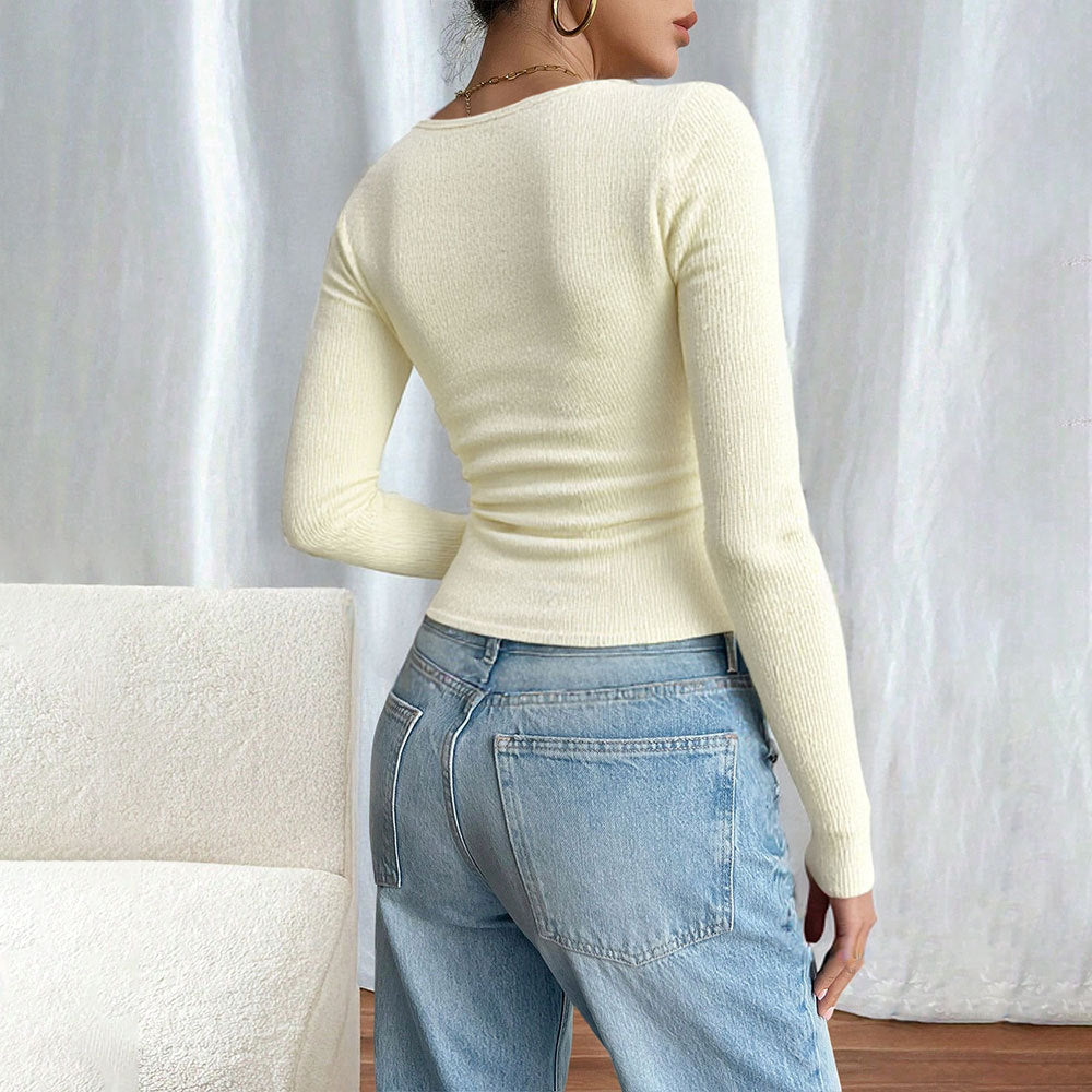 Cardigan à manches longues pour femmes avec coupe décontractée et boutons décoratifs Levoire