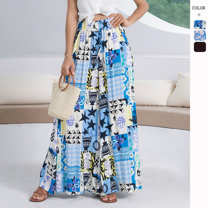 Robe maxi longue pour femme avec imprimé géométrique coloré et fentes latérales hautes Levoire