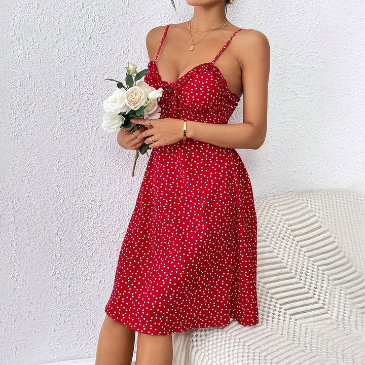 Robe mini pour dames avec une coupe aérée et un détail de volants ludique Levoire