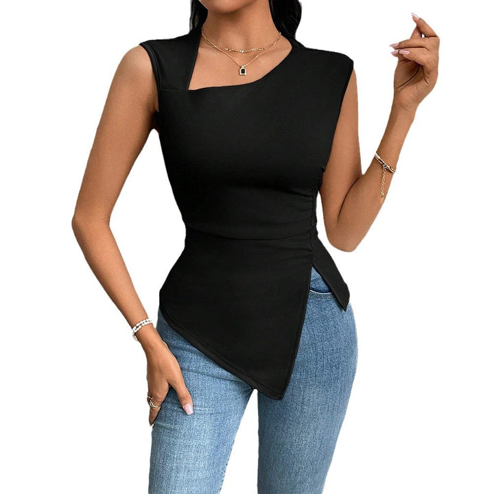 Top asymétrique pour femmes avec drapage élégant et découpe à la mode Levoire