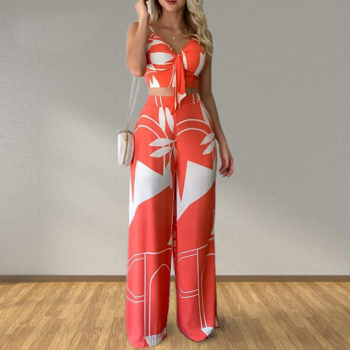 Ensemble Élégant Femme avec Combinaison de Haut Court et Pantalons Amples Levoire