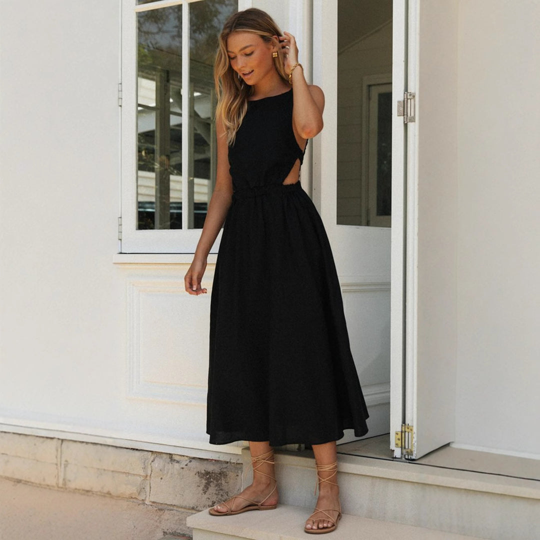 Robe maxi d'été élégante pour femmes avec une coupe sophistiquée et un cordon ajustable à la taille Levoire