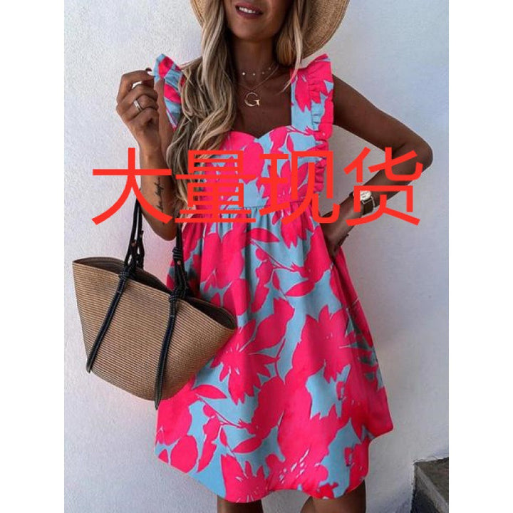 Robe d'été pour femme avec des détails en volants et un motif floral Levoire