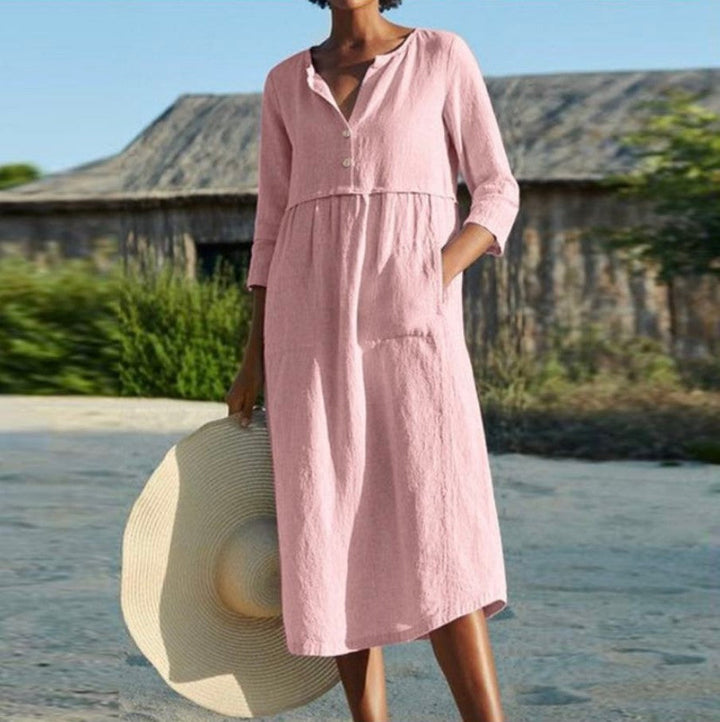 Levoire | Robe à sac Coton-lin À manches mi-longues Robe