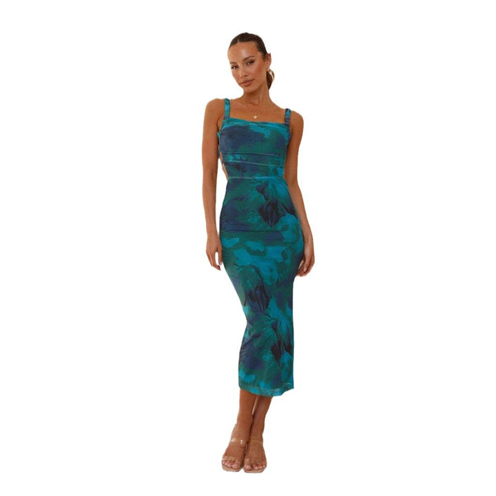 Robe mi-longue ajustée pour femme avec imprimé floral et fente sur le côté Levoire
