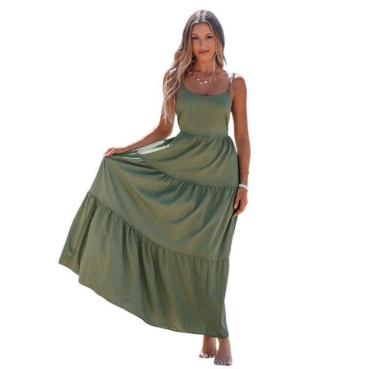 Robe maxi femme avec des accents taille haute et des volants aérés Levoire