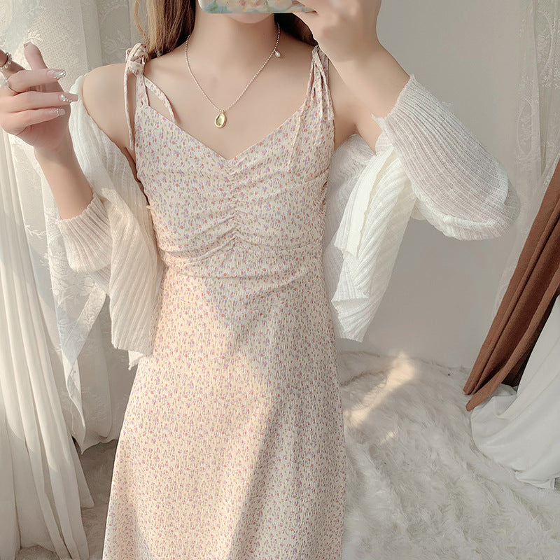 Robe d'été pour femmes avec des bretelles tressées et des détails en volants Levoire