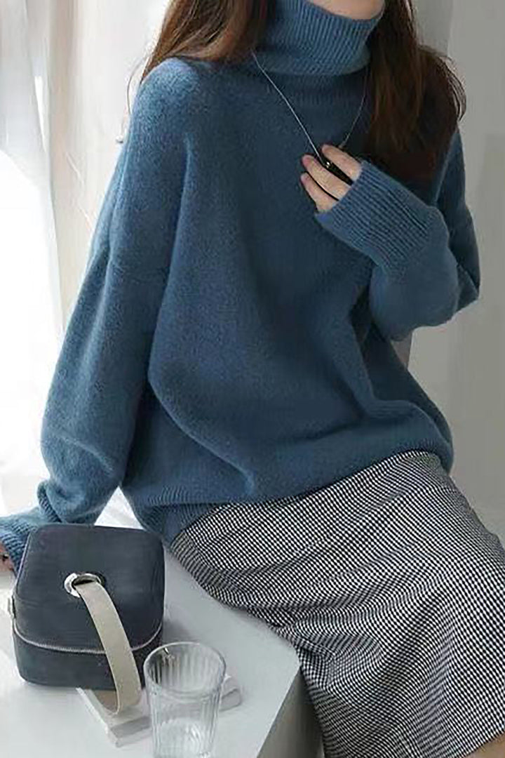 Levoire | Rennon col haut pull en laine Bleu Une taille