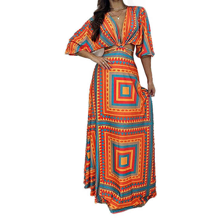 Robe maxi pour femmes avec des motifs élégants en vagues Levoire