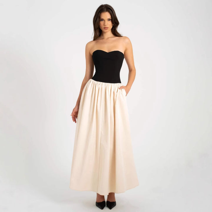 Robe maxi femme avec décolleté en cœur et jupe élégante Levoire