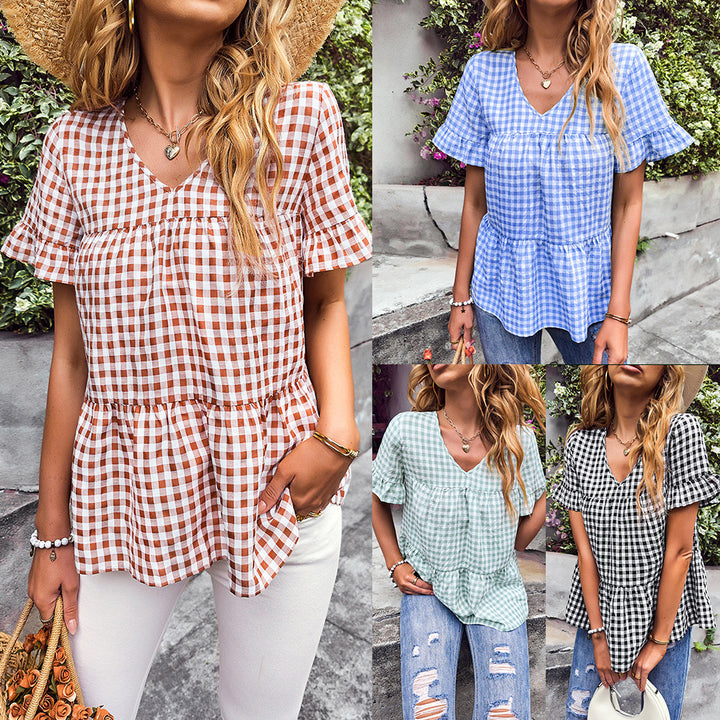 Blouse pour femmes avec décolleté en V et manches volantes Levoire