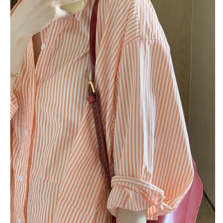 Chemise femme surdimensionnée blouse avec motif rayé et détails de bouton Levoire