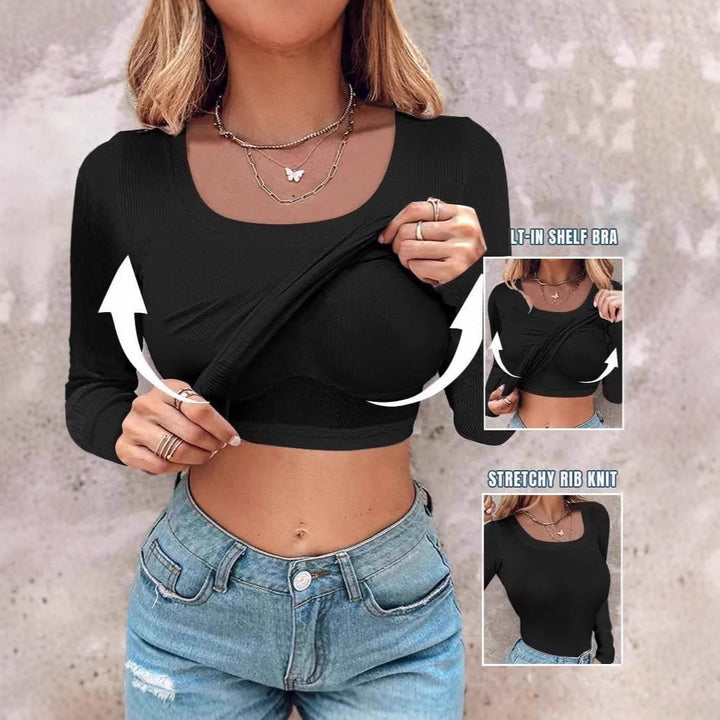 Chemise à manches longues cropped pour femmes avec débardeur intégré Levoire